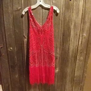 Beaded Babeyond Great Gatsby Style Red Dress